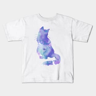 Lilac Cat Watercolor Painting Kids T-Shirt